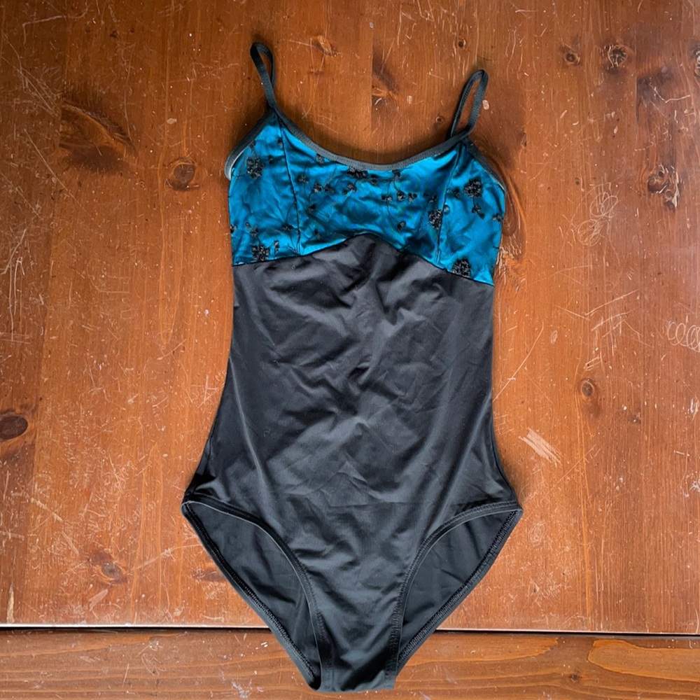 Blue/black floral Natalie Leotard